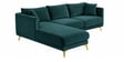 Frejol Velvet RHS Sectional Sofa (2 + Lounger) In Teal Blue Colour