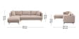 Frejol Velvet RHS Sectional Sofa (2 + Lounger) In Cream Colour
