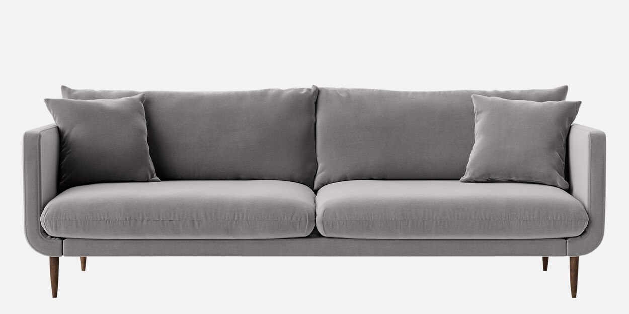 Buy Frejol Velvet 3 Seater Sofa In Grey Colour at 51% OFF by Home 