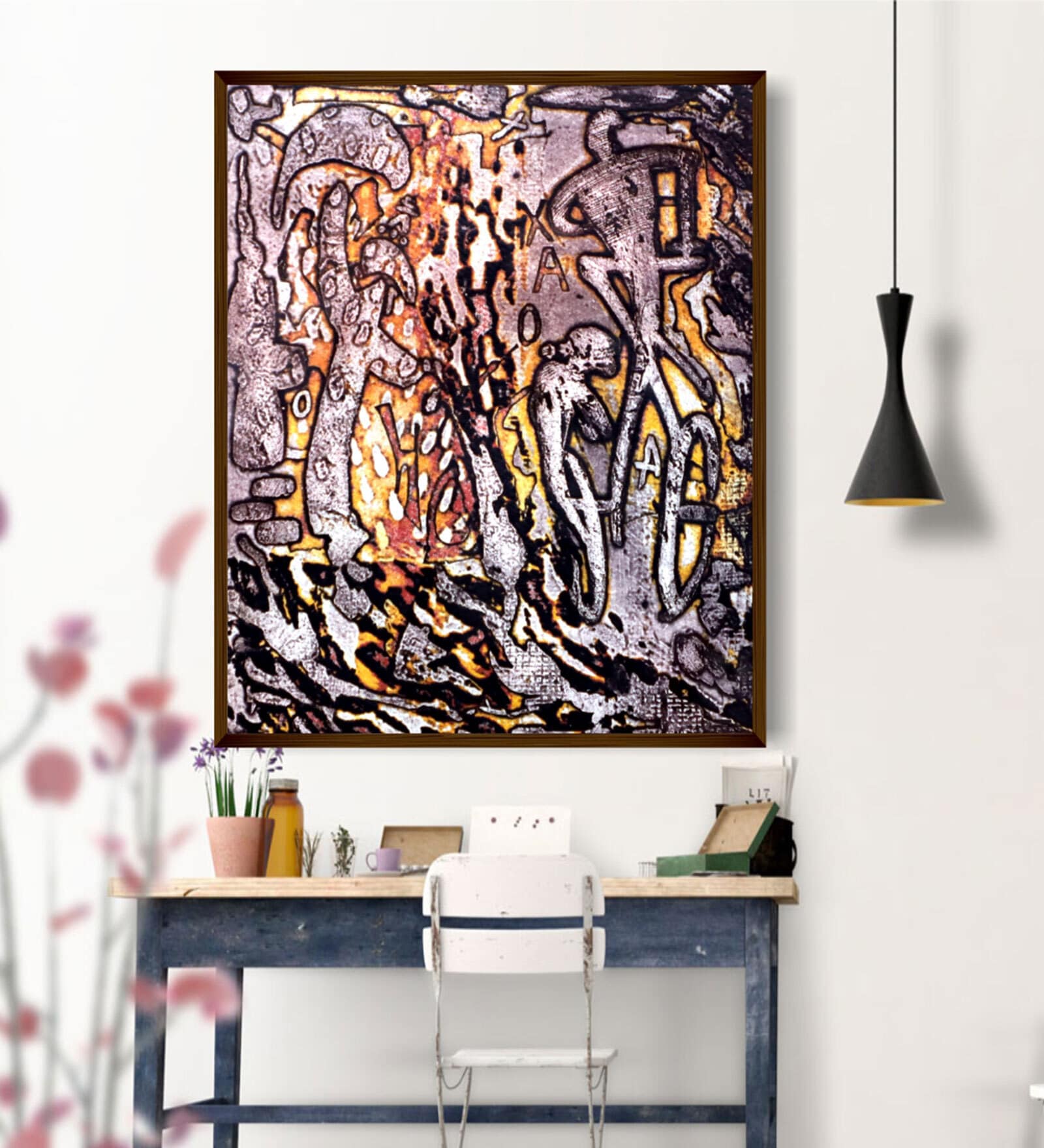 Framed Canvas Abstract Painting (30X40 Inches)