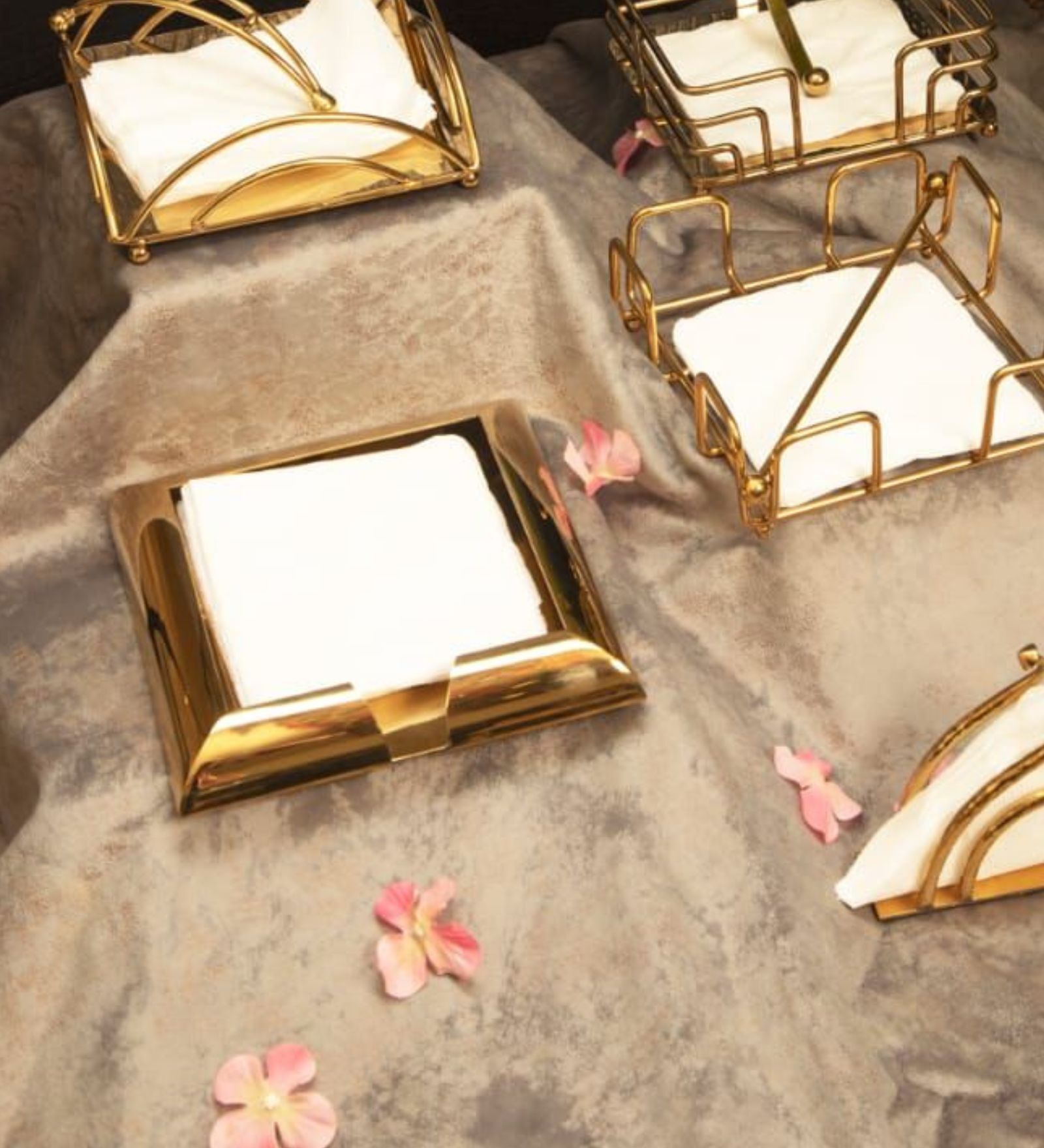 Fenced Gold Stainless Steel Tissue Holder