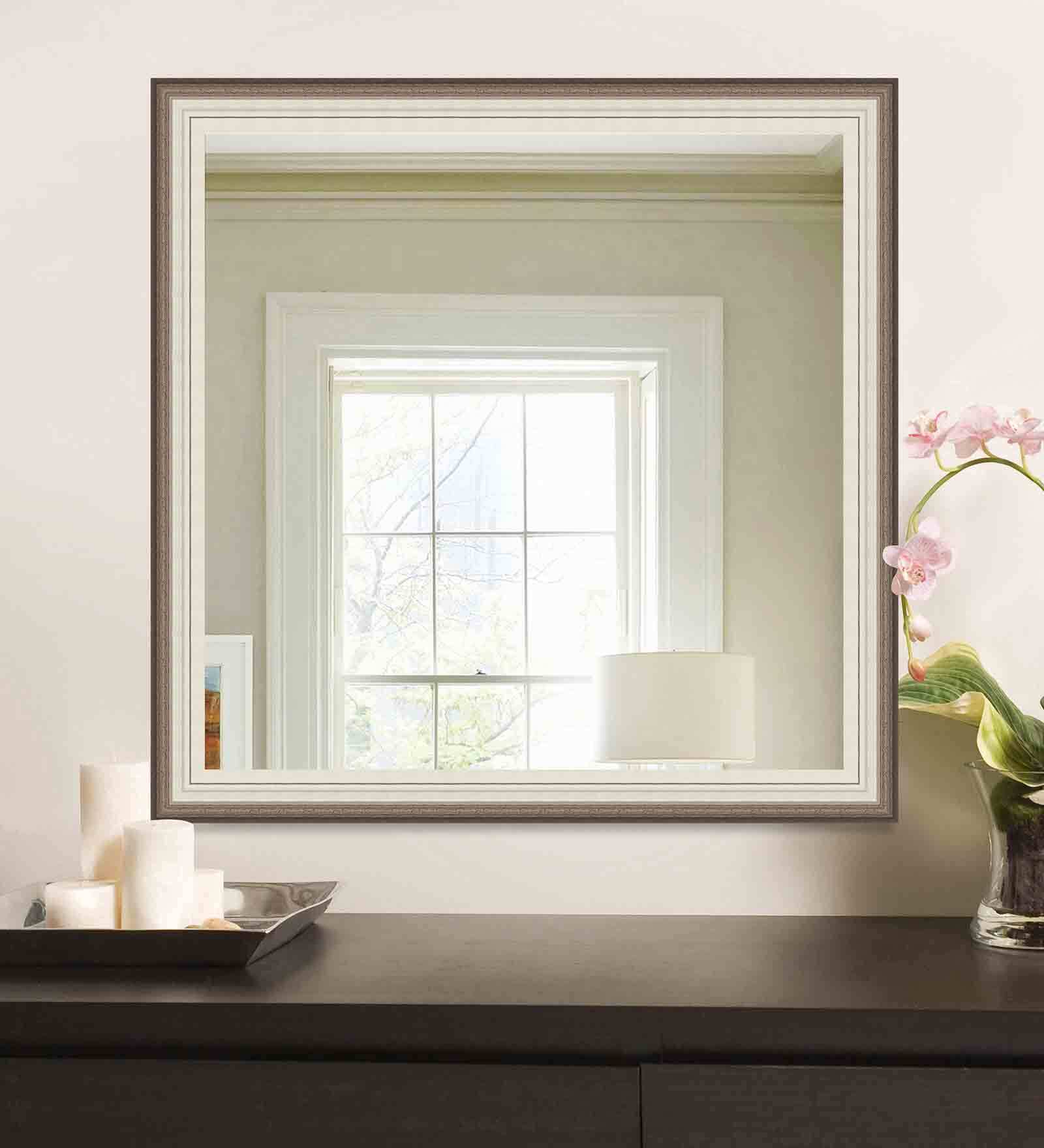 Framed Square Wall Mirror In Cream