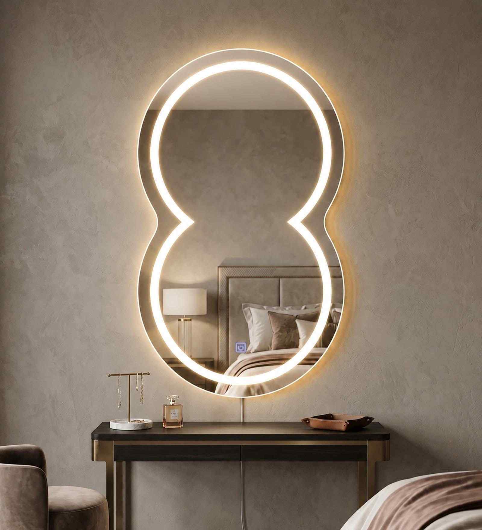 Frameless LED Eight Shaped Wall Mirror 24 X 36 In