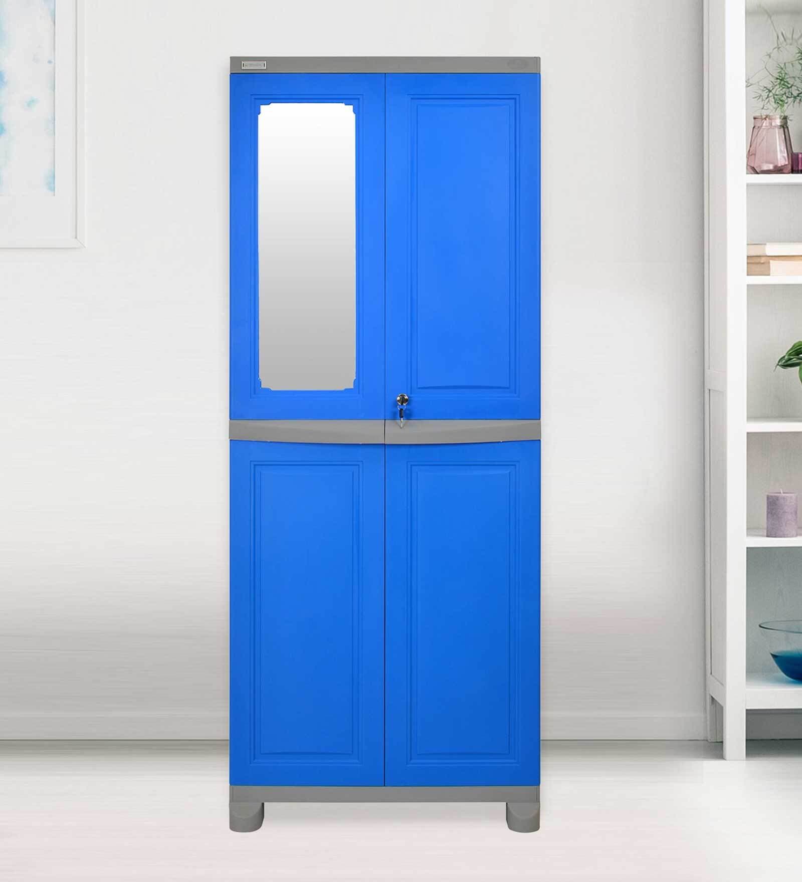Freedom Plastic Kids 2 Door Wardrobe In Deep Blue & Grey Colour Freedom Plastic Kids 2 Door Wardrobe In Deep Blue & Grey Colour
