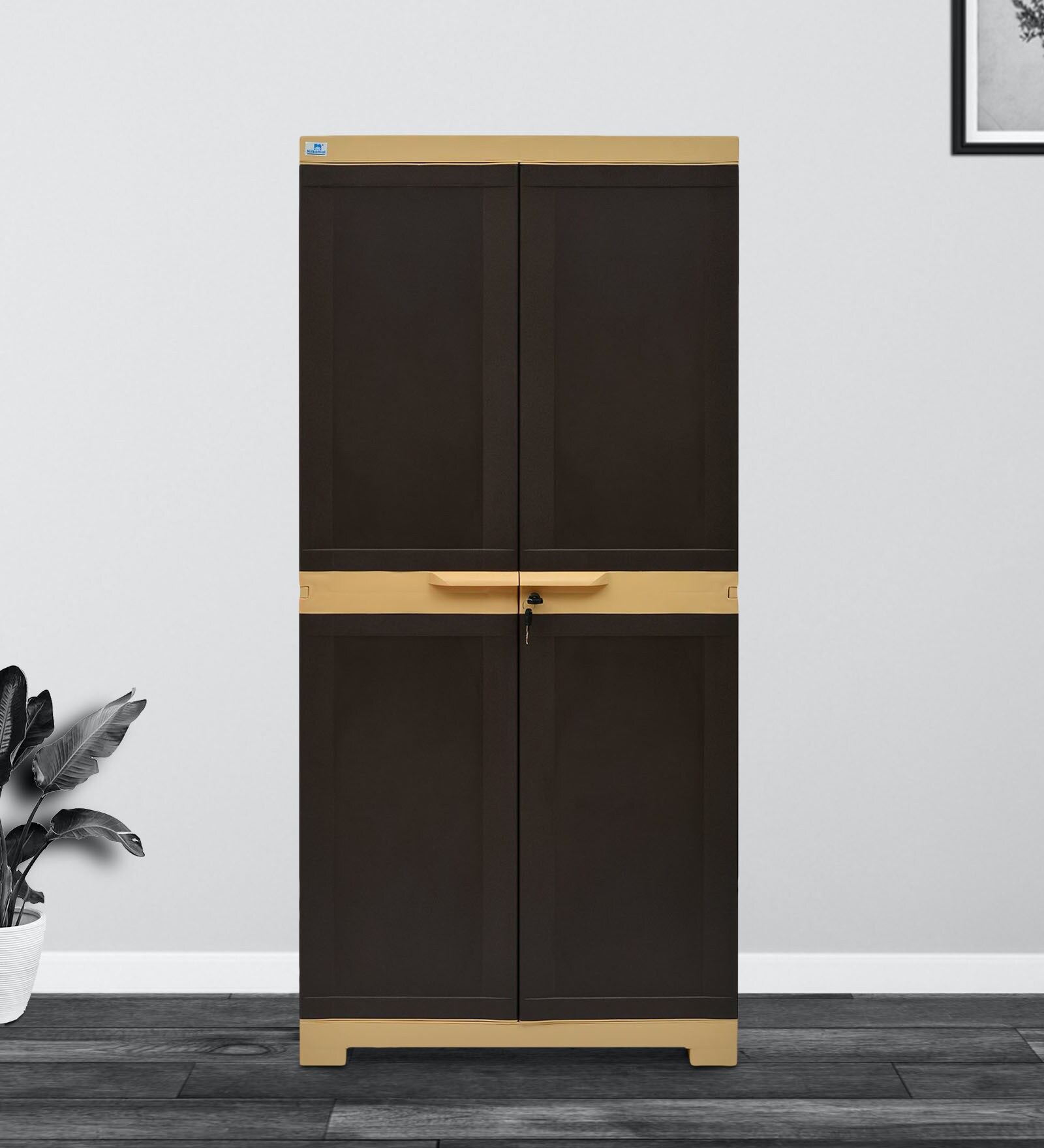 Freedom Plastic Kids 2 Door Wardrobe in Brown Colour