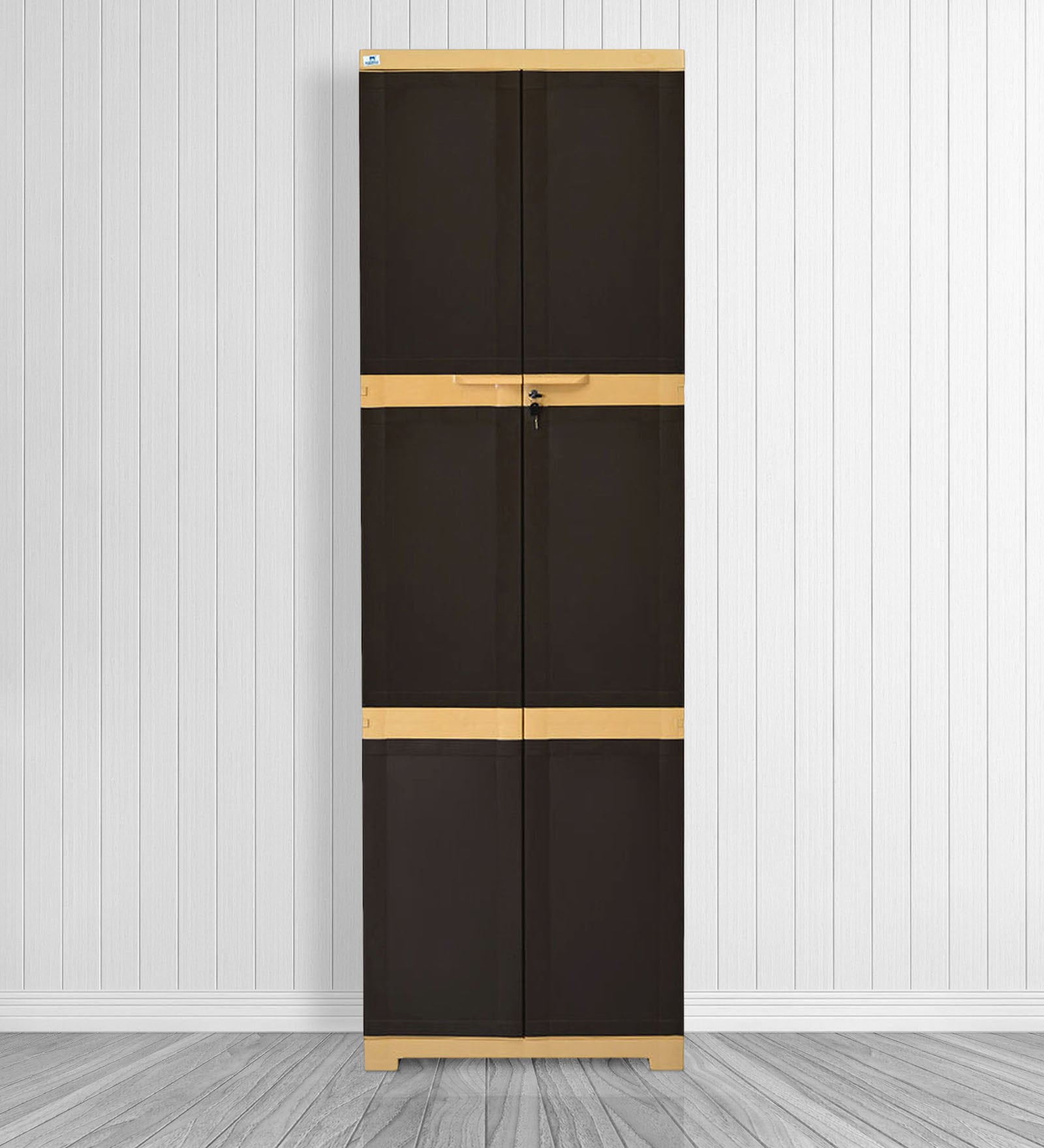 Freedom Plastic Kids 3 Tier Wardrobe In Weather Brown & Biscuit Colour