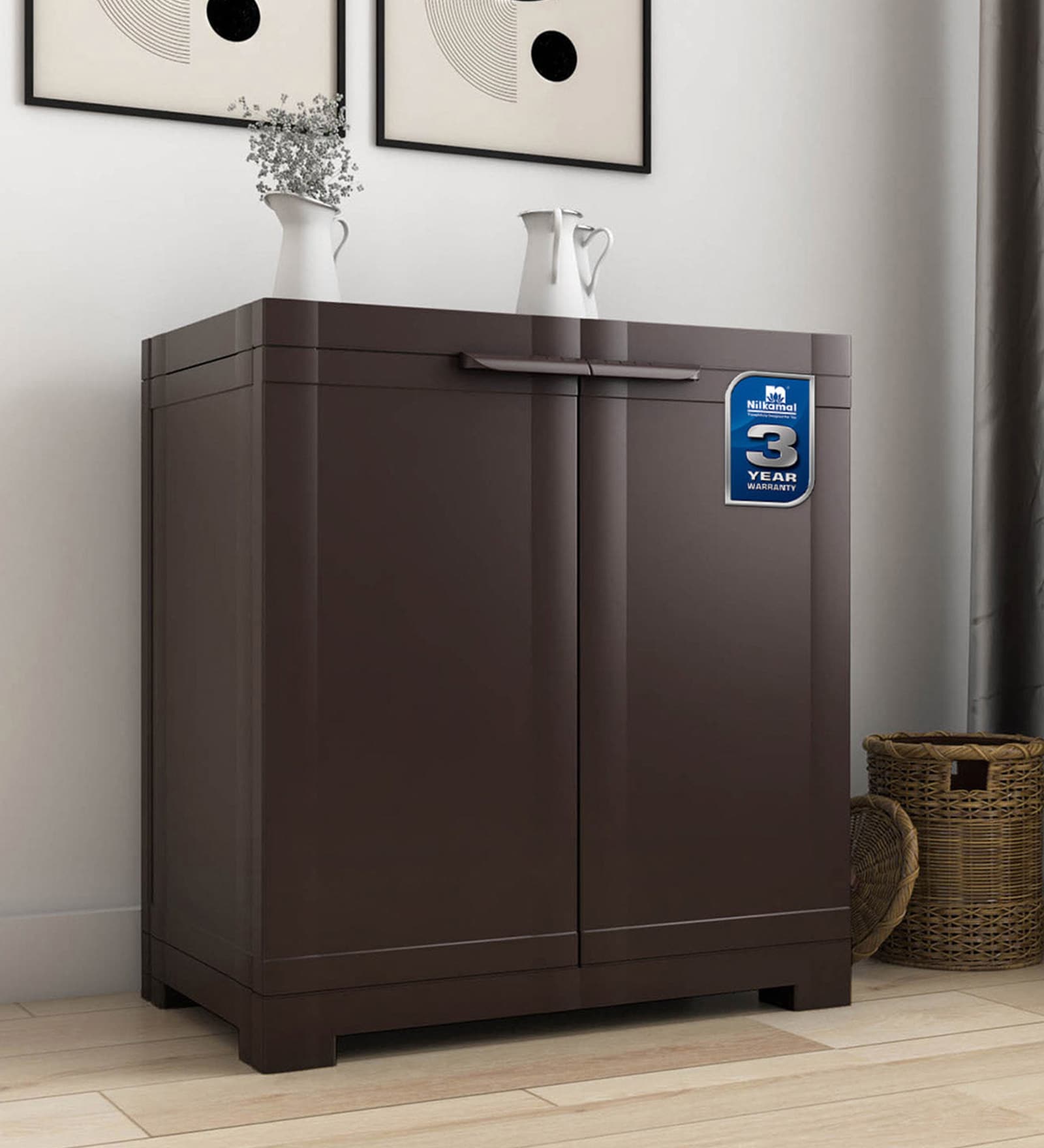 Freedom Small Plastic Storage Cabinet In Weather Brown