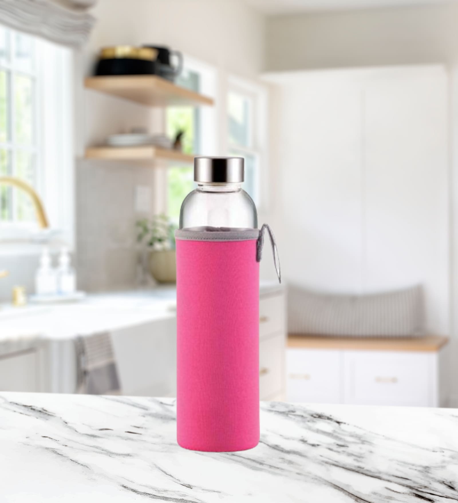 Pink Fuzz 610ml Borosilicate Glass (Set of 2) Water Bottle
