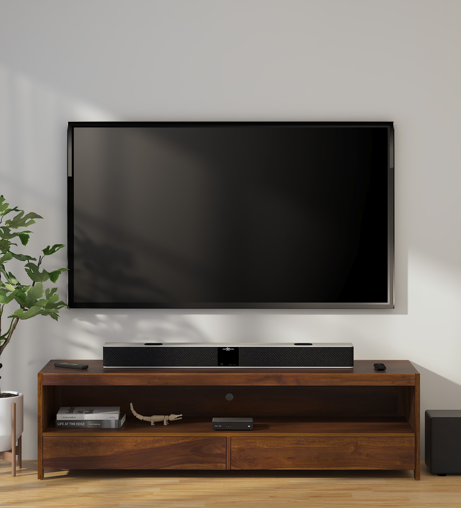 Freemont Sheesham Wood TV Console in Scratch Resistant Provincial Teak Finish for TVs up to 70"
