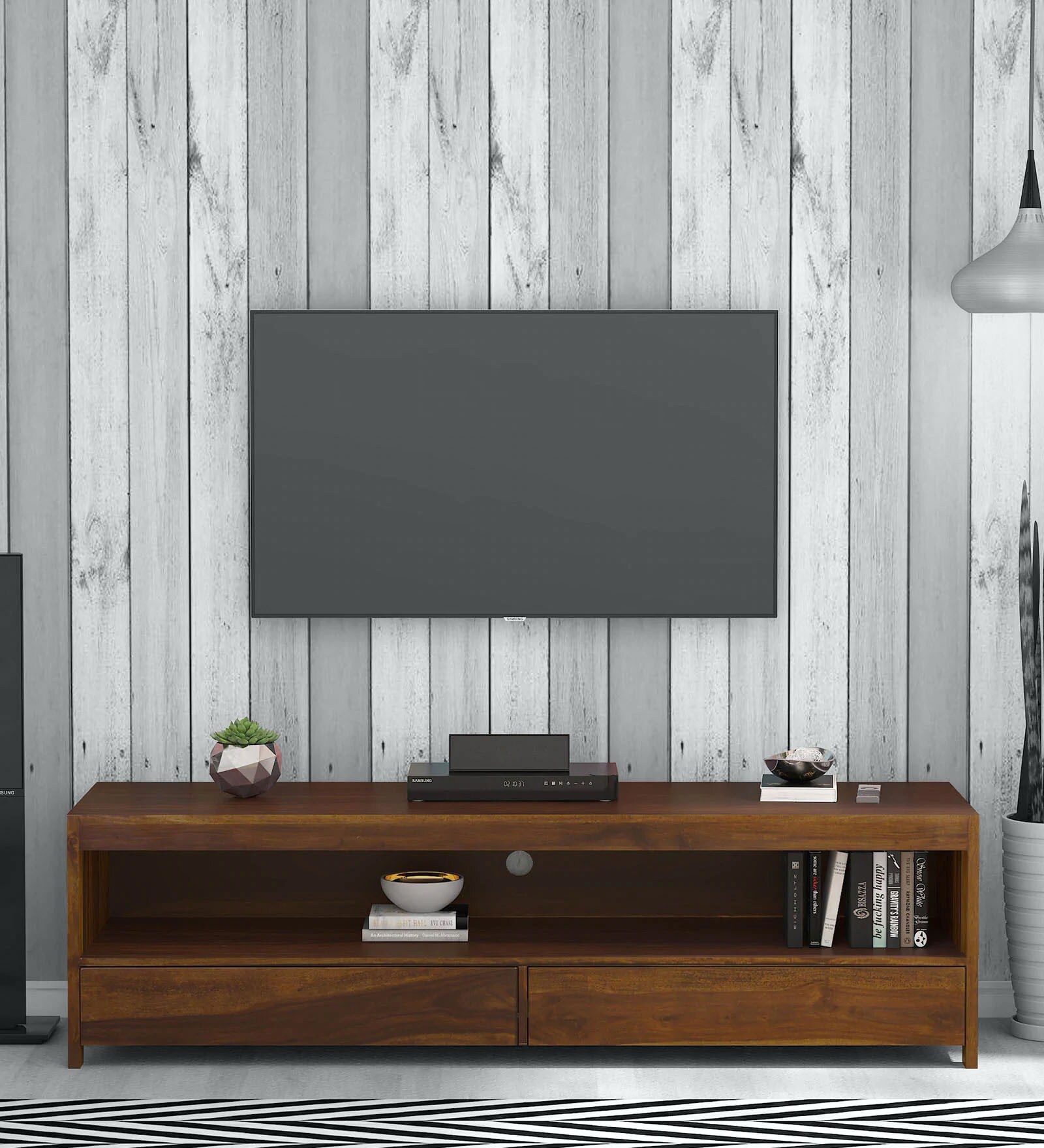 Freemont Sheesham Wood TV Console in Provincial Teak for TVs up to 70"