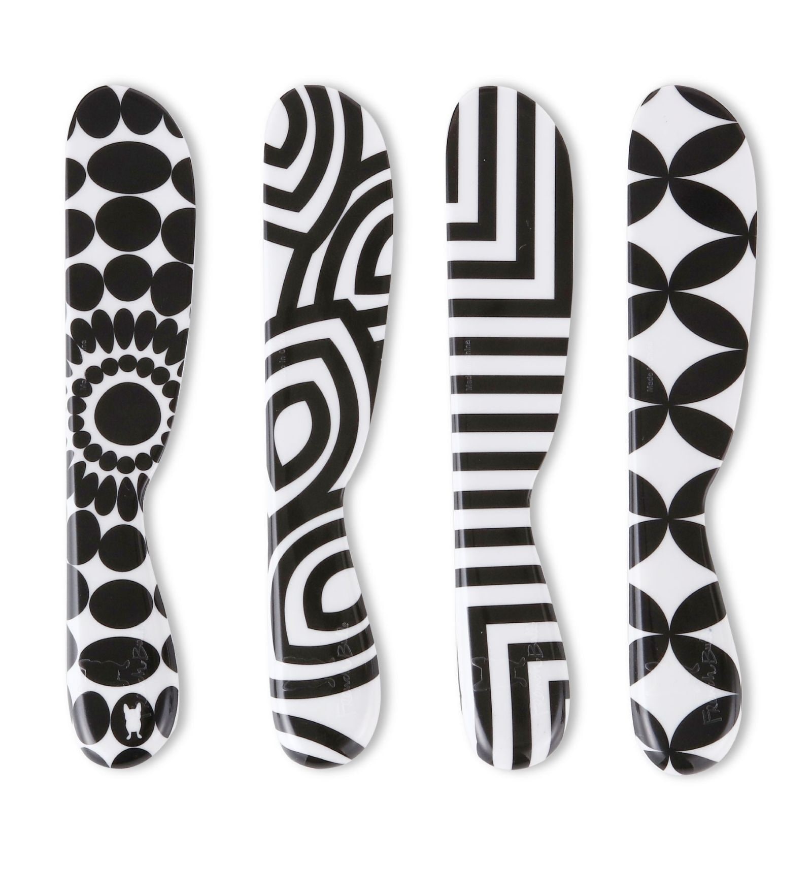 French Bull- Assorted Black & White Melamine (Set of 4) Spreader Set