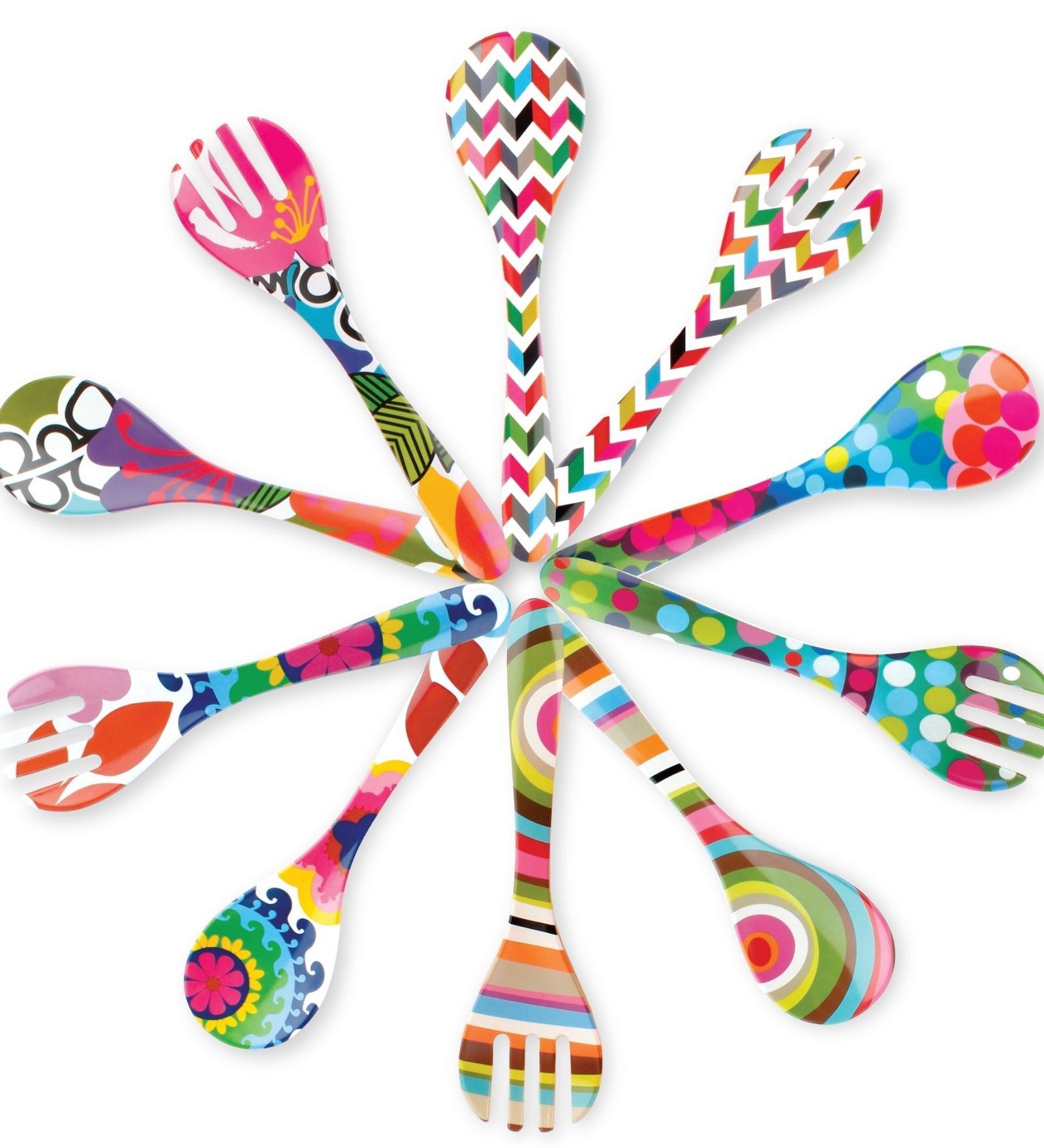French Bull- Bindi Multicolour Melamine (Set of 2) Salad Server Set