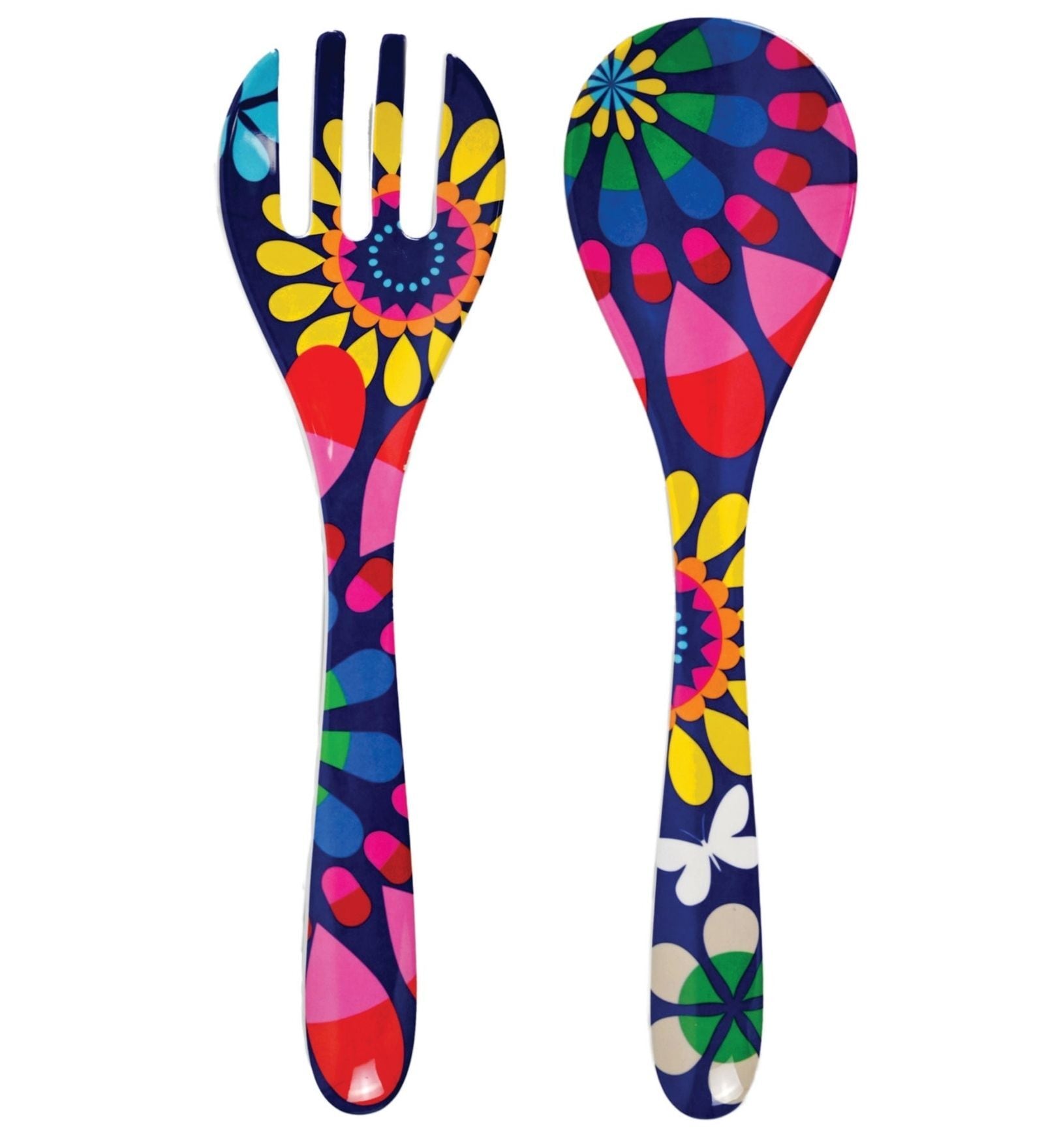 French Bull- Festival Multicolour Melamine (Set of 2) Salad Server Set