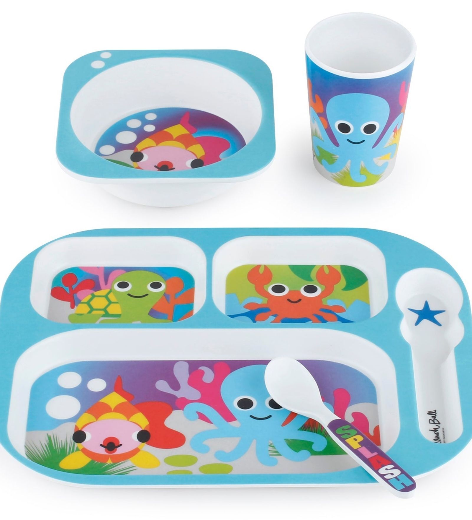 French Bull- Ocean Multicolour Melamine (Set of 4) Kids Dinner Set