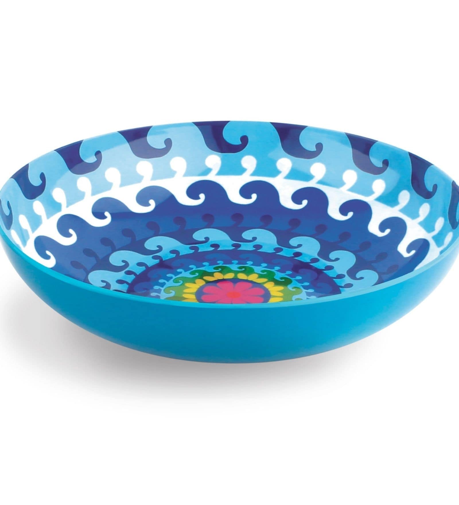 French Bull Two-Tone Large Melamine Bowl - Grape & Turquoise, 12.5" Diameter, Shatterproof (BPA-Free)