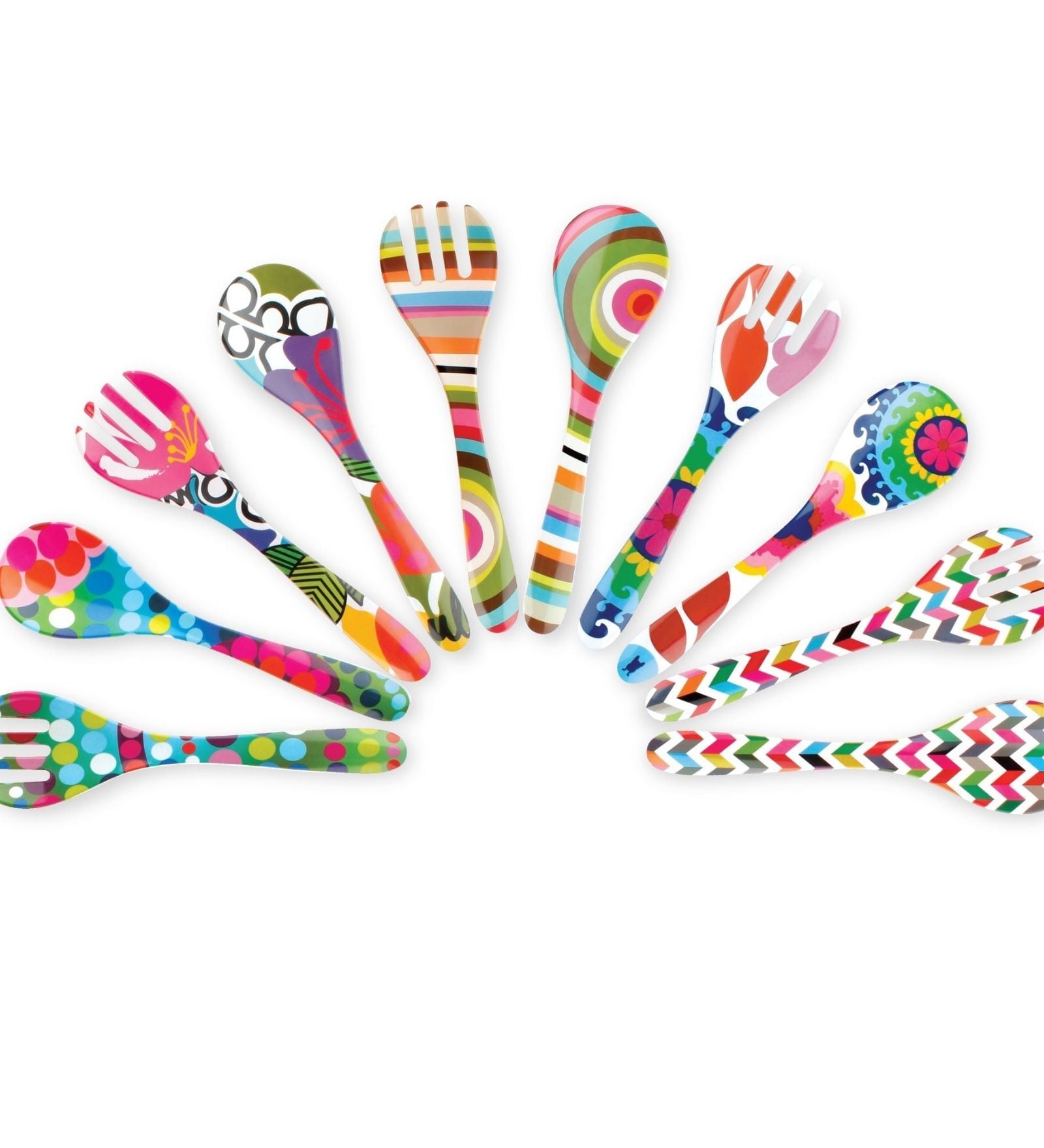 French Bull- Ziggy Multicolour Melamine (Set of 2) Salad Server Set