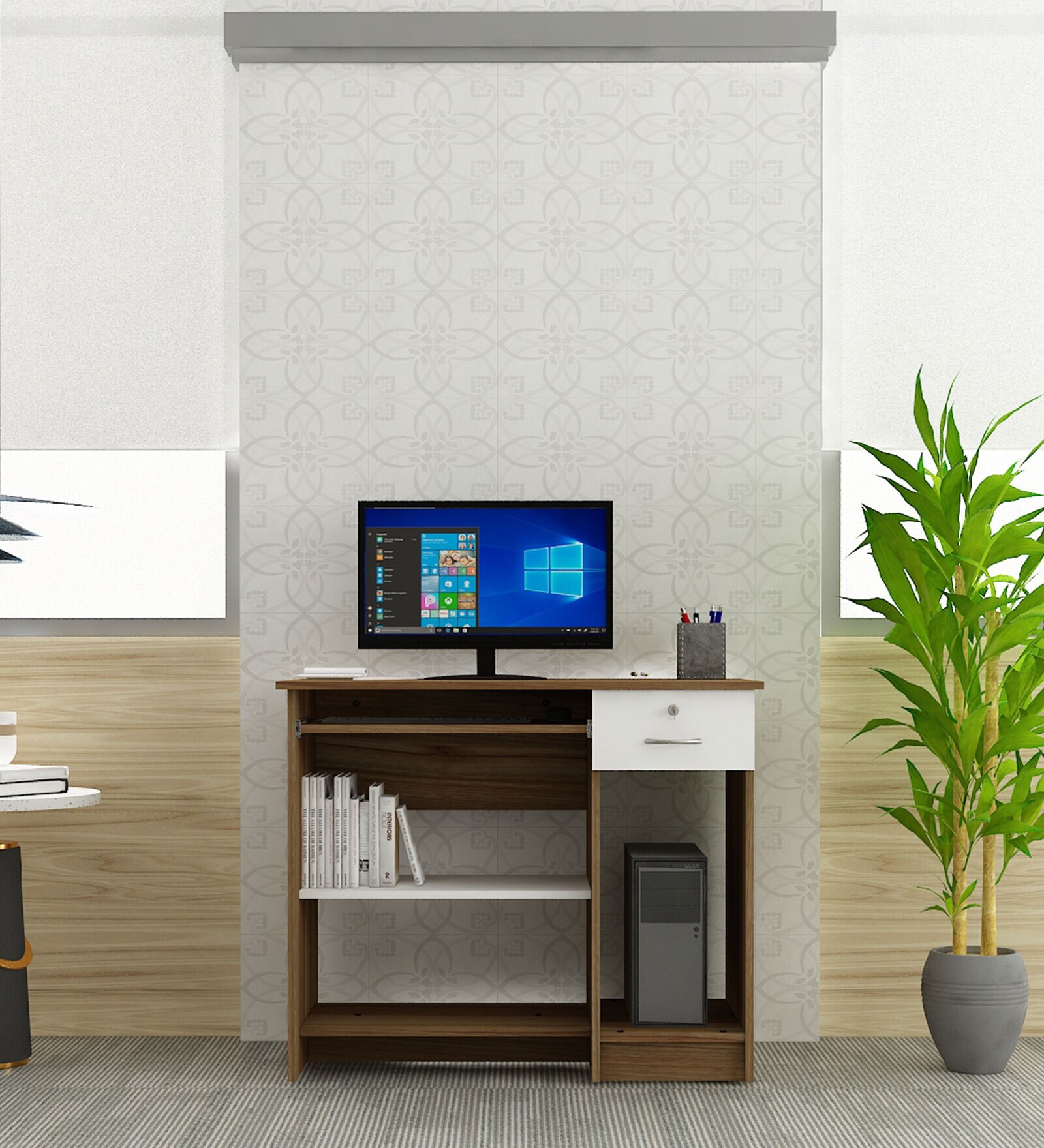 Buy French Computer Desk in Lyon Teak & White Colour at 48% OFF by ...