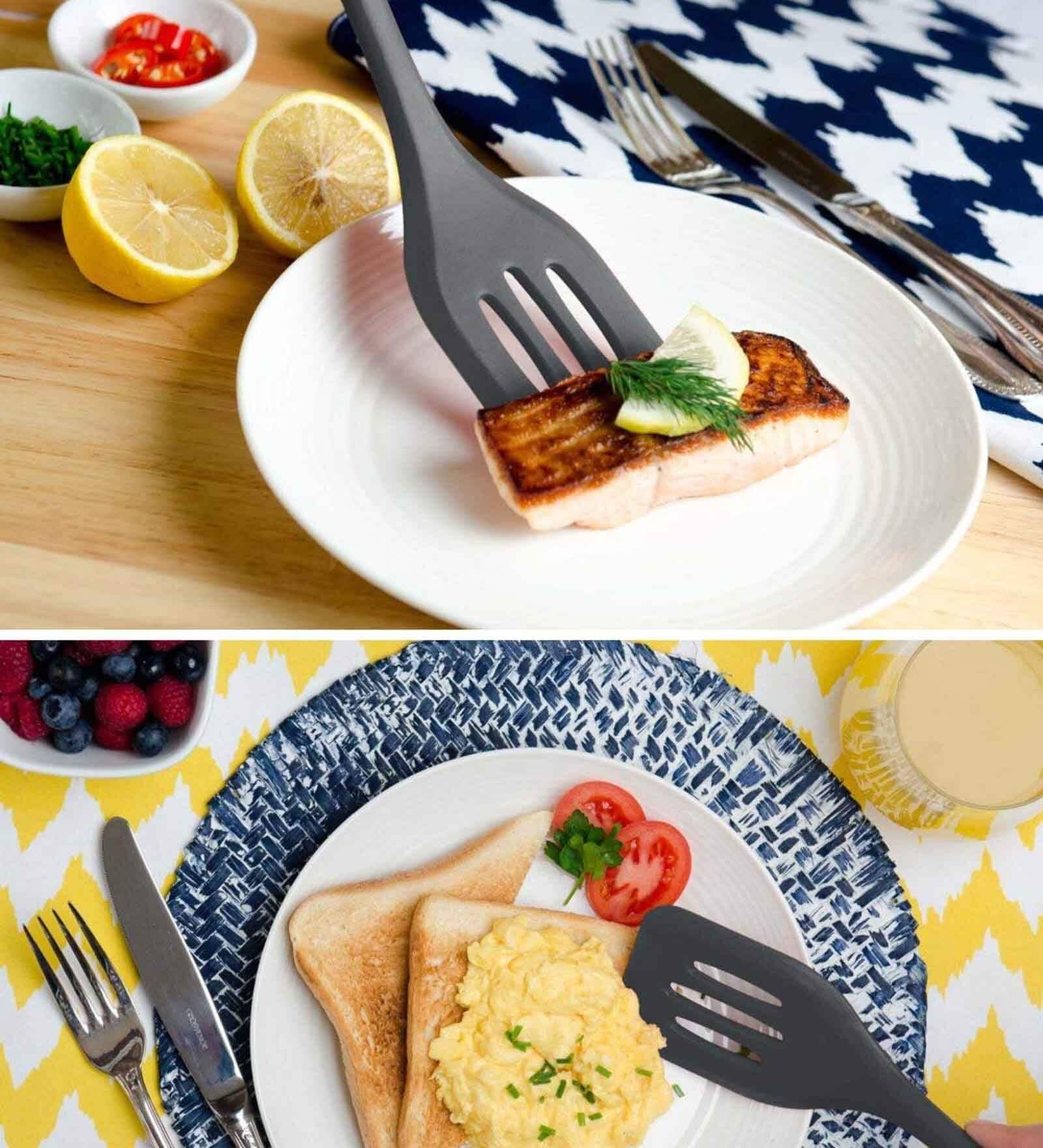 Black Non-Stick Premium Silicone Slotted Turner Cooking Tool