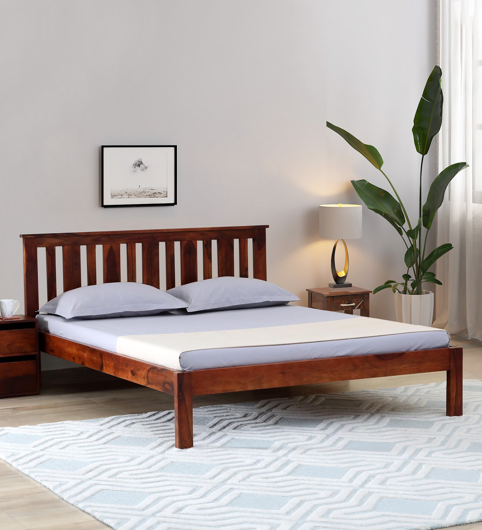 Buy Freya Sheesham Wood King Size Bed In Honey Oak Finish at 6% OFF by ...