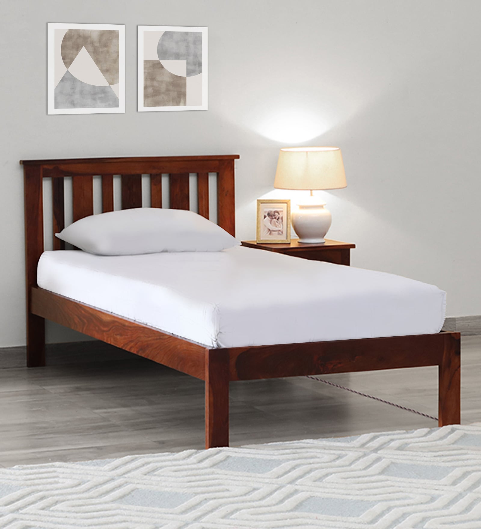 Buy Freya Sheesham Wood Single Bed In Honey Oak Finish at 4% OFF by ...