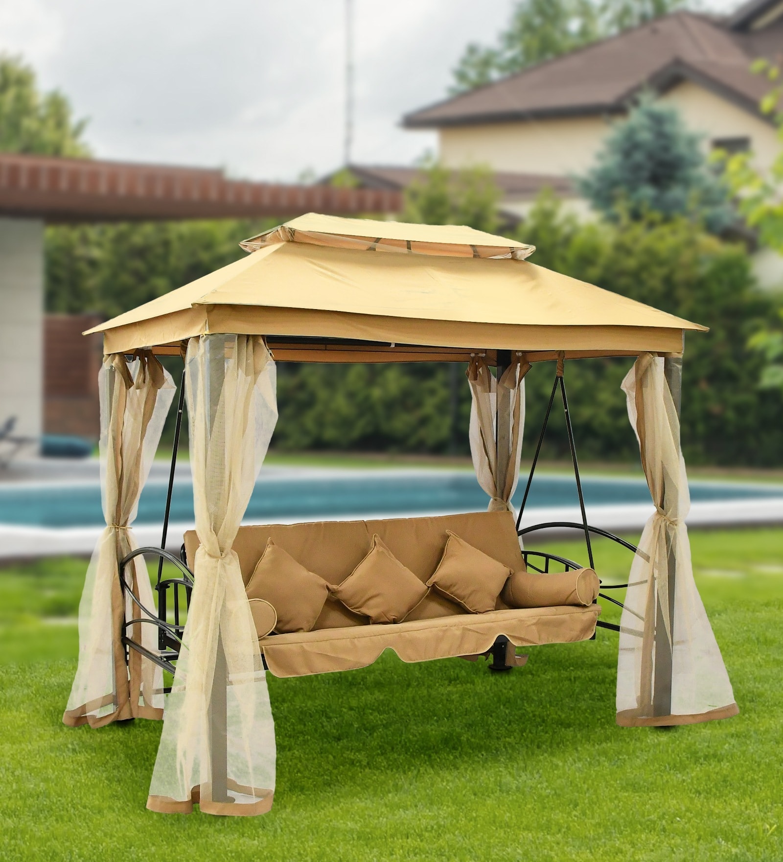 Fribourg Swing Cum Bed In Beige Finish