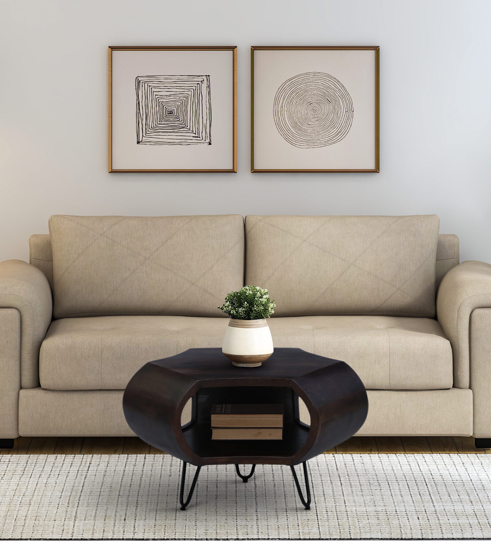 Frode Solid Wood Coffee Table In Walnut Finish