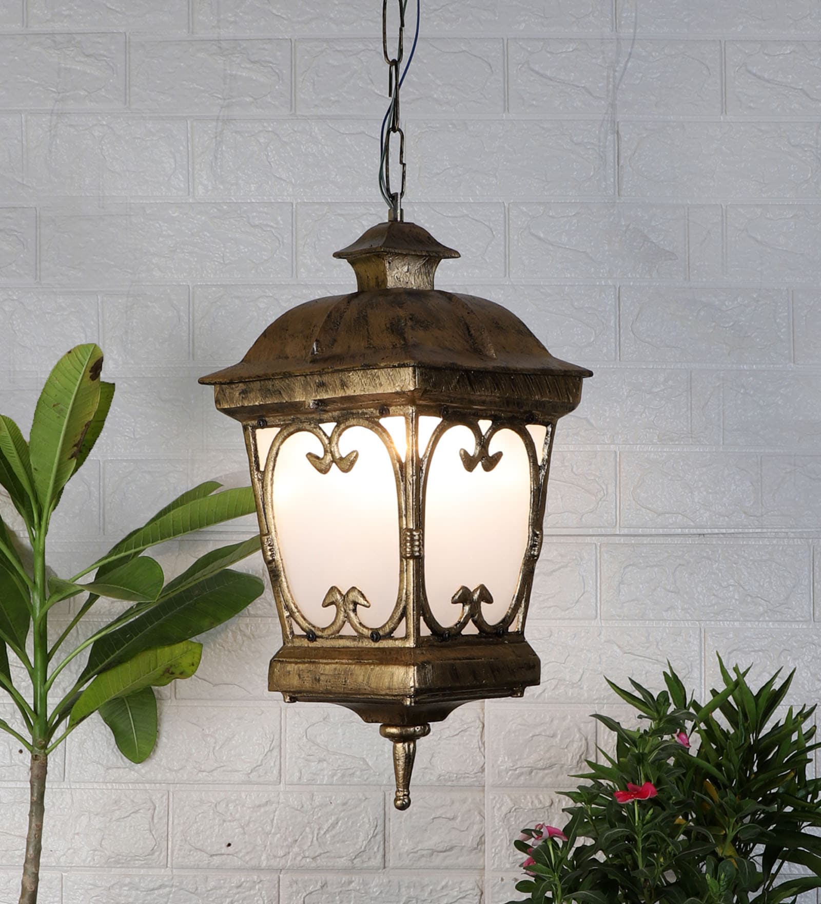 Zreni Frost Antique Gold Aluminium Hanging Light
