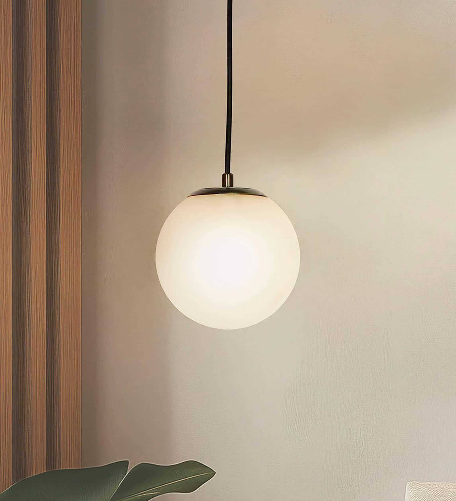 Frosted 6 inch Globe Pendant Light with Antique Brass Fixture
