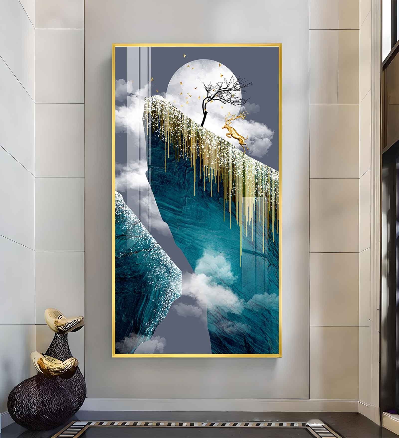 Frosted Heights Glass Finish Vertical Wall Art
