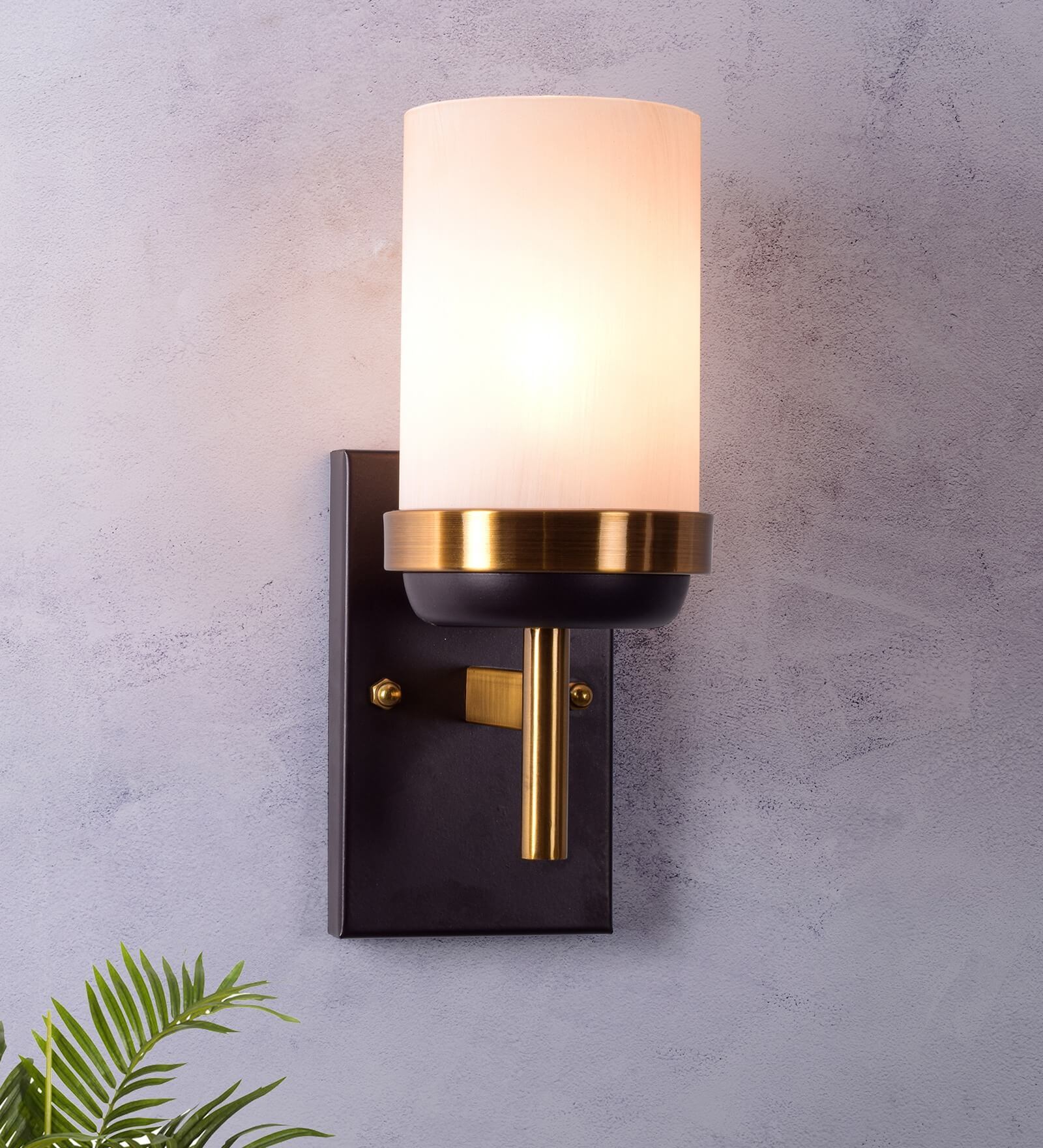 Caged Metal Wall Mounted Uplight Sconce (White)