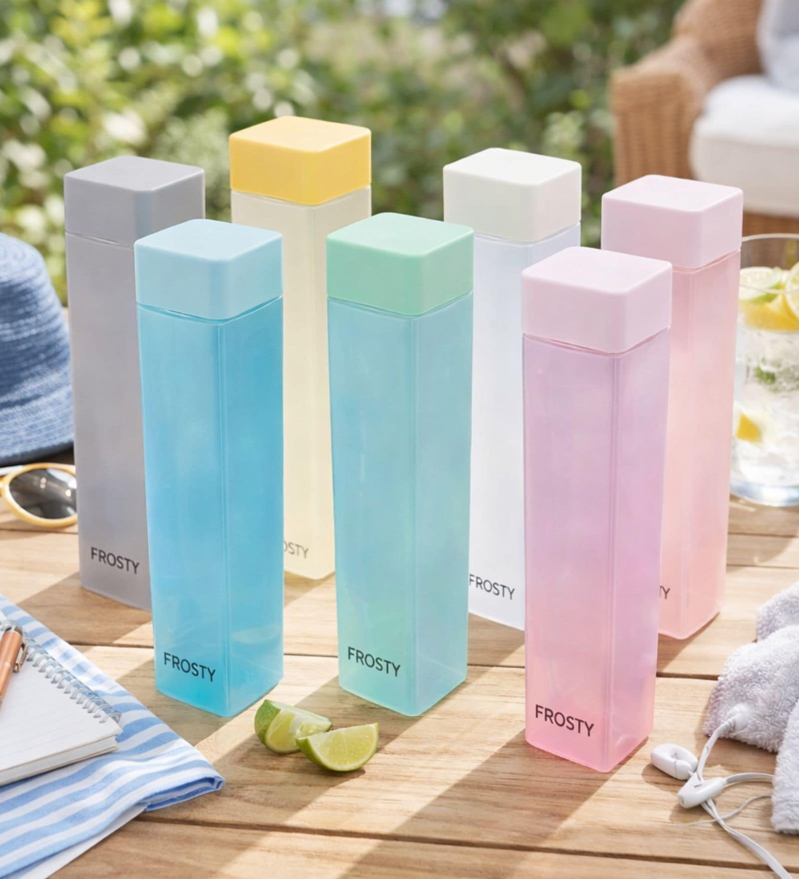 Frosty Plastic Square Water Bottle Gift Set(6 pieces, Assorted)