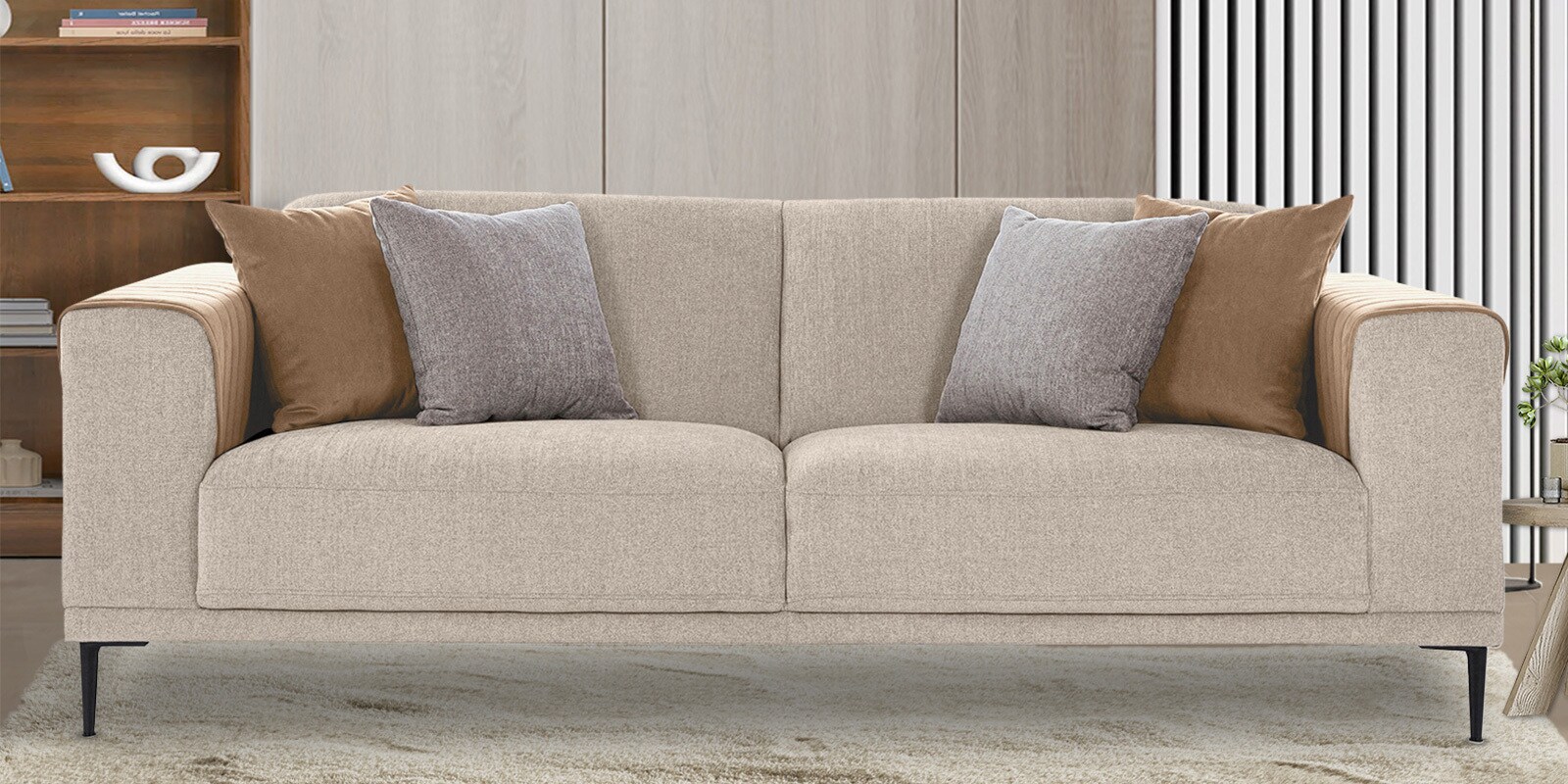 Franklin Fabric 3 Seater Sofa in Beige Colour