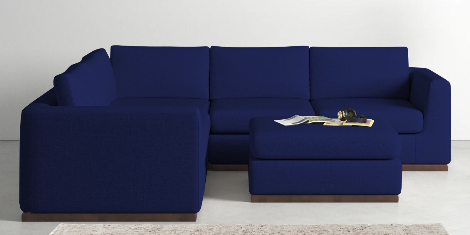 Buy Freedom Fabric 6 Seater LHS Sectional Sofa In Dark Blue Colour at