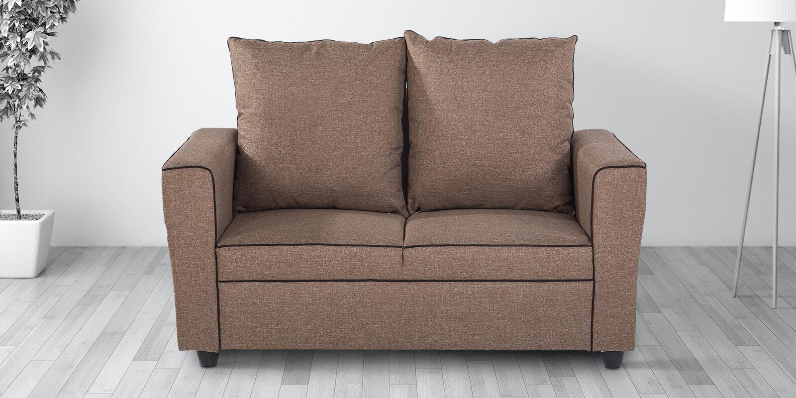 Fresno Fabric 2 Seater Sofa in Brown Colour