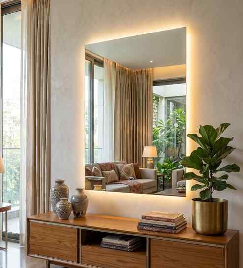 Frameless LED With Backlit Rectangular Wall Mirror 24 X 30 In