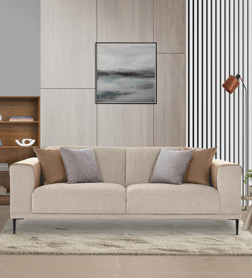 Franklin Fabric 3 Seater Sofa in Beige Colour