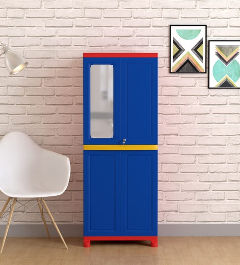 Buy Freedom Storage Cabinet In Blue Red Colour By Nilkamal