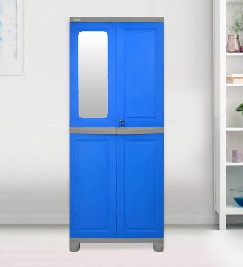 Freedom Plastic Kids 2 Door Wardrobe In Deep Blue & Grey Colour