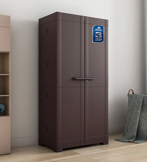 Freedom Large 18 Shoe Rack Plastic Cabinet In Weather Brown