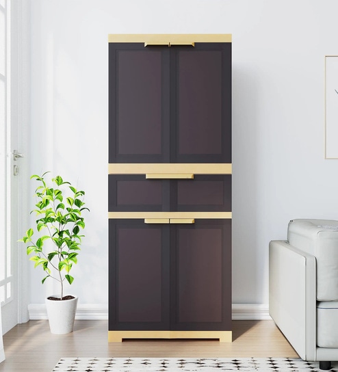Freedom Plastic Cabinet With 1 Drawer In Weather Brown Colour