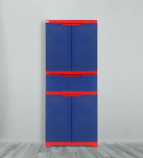 Freedom Plastic Kids 2  Door Wardrobe in Blue & Red Colour