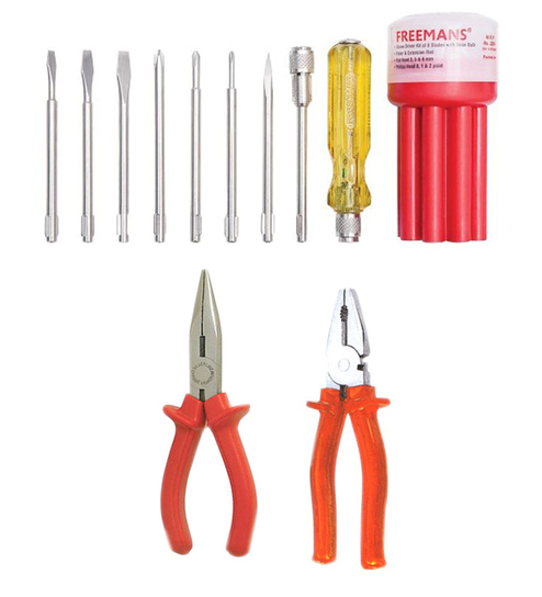 Freemans Stainless Steel Screw Driver Set with Combination Plier & Long Nose Plier Combo
