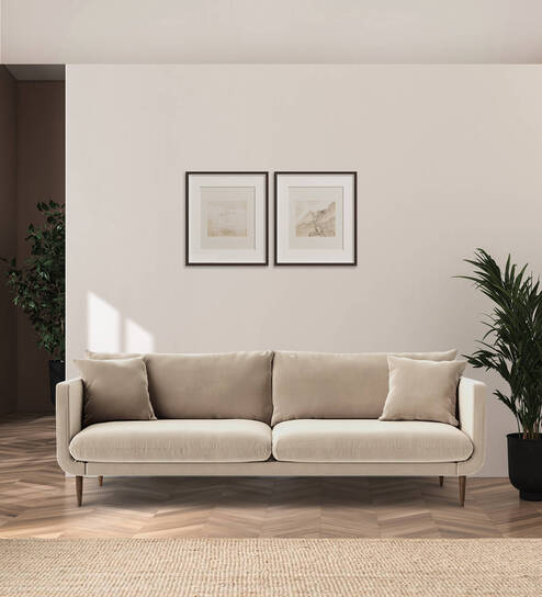 Buy Frejol Velvet 3 Seater Sofa In Grey Colour at 51% OFF by Home 