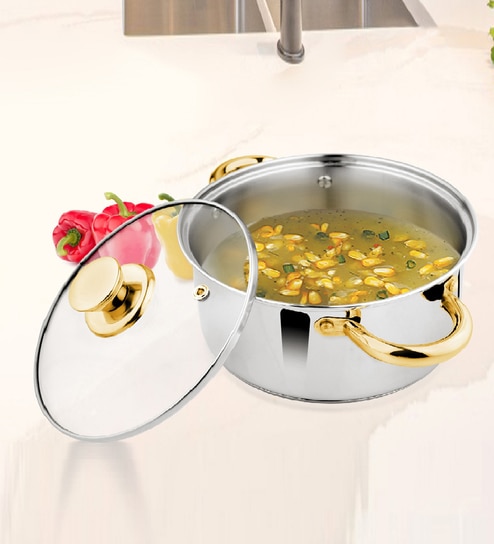 Meyer Trivantage Nickel Free Stainless Steel Triply Kadai, Steel Kadhai  With Lid, Stainless Steel Cookware With Induction Base, Small Stainless  Steel Kadhai