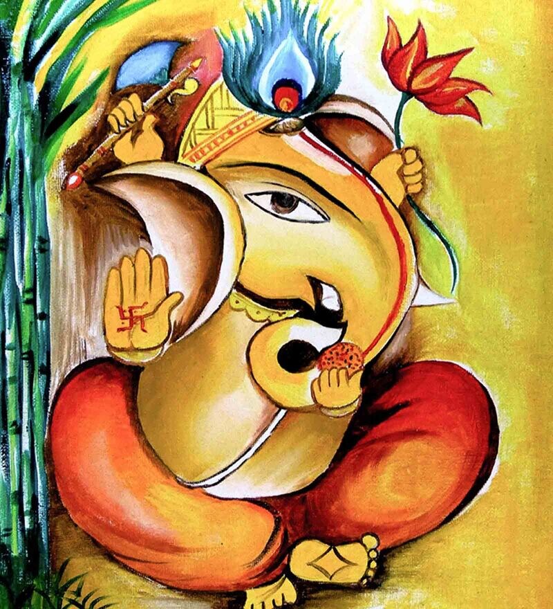 ganesh ji glass painting