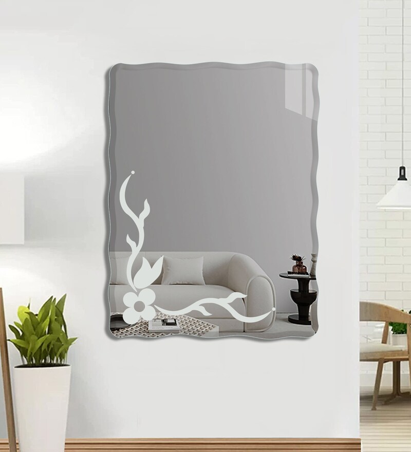 Buy Frameless Rectangular Zigzag Curve Frosted Bevelled Wall Mirror By Flair Glass Online Wall