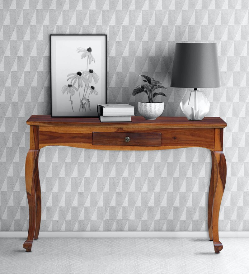 Buy French Solid Wood Console Table in Honey Oak Finish Amberville By