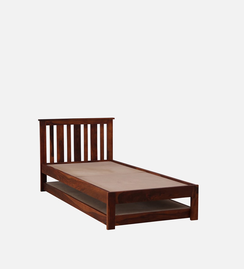 Buy Freya Sheesham Wood Single Bed In Honey Oak Finish With Trundle ...