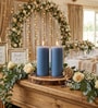 Set of Blue Fragranced Pillar Soy Candles Ocean Scented