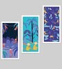 Framed Wall Art Print, Printed Cartoon Poster for Wall Decoration (Set Of 3, 8x18 Inch Each)